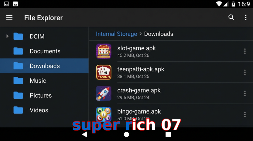 Main screen of Super Rich 07 gameapk page for PK players