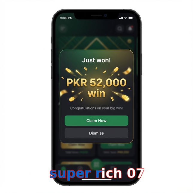 Main screen of Super Rich 07 win page for PK players